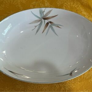 Elegant White Porcelain Serving Bowl with Floral Design by Mitake